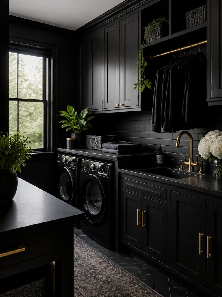 Black Laundry Room