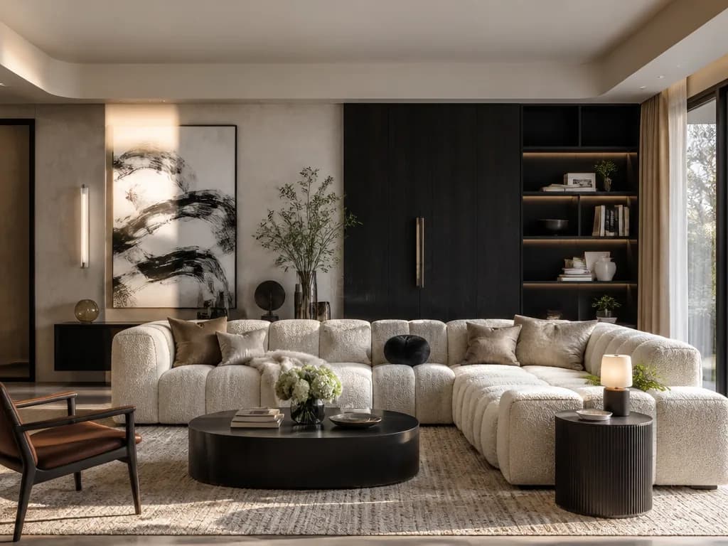 AI-staged luxury living room