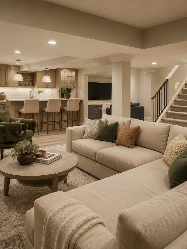 Beige Basement design