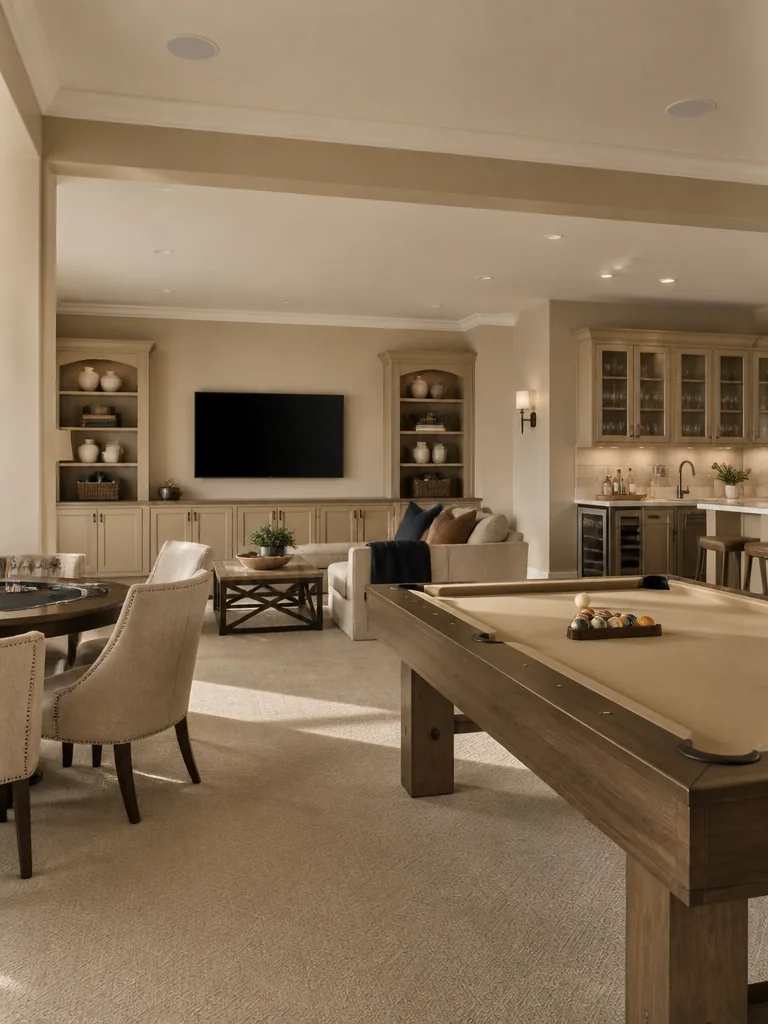 Beige Game Room design