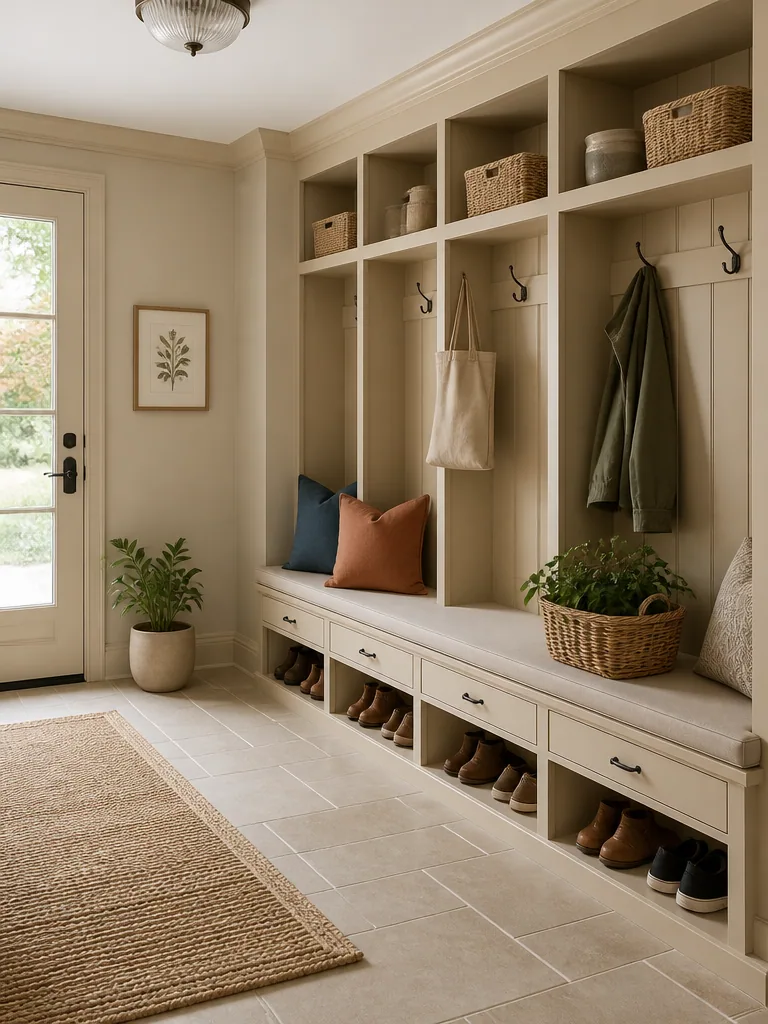 Beige Mudroom design