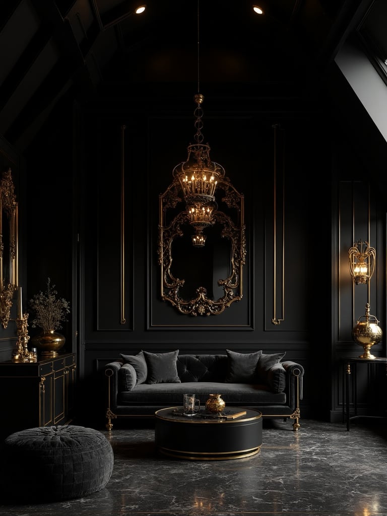 Black And Gold Attic - Black and Gold Attic interior design inspiration