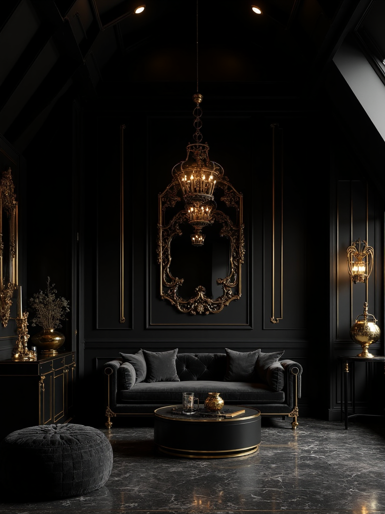 Black And Gold Attic - Black and Gold Attic interior design inspiration