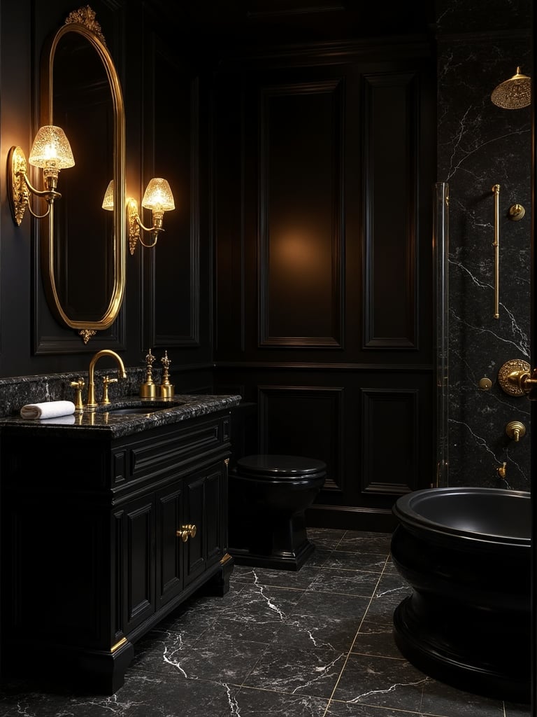 Black And Gold Bathroom - Black and Gold Bathroom interior design inspiration
