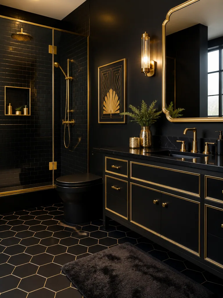 Black and Gold Bathroom design