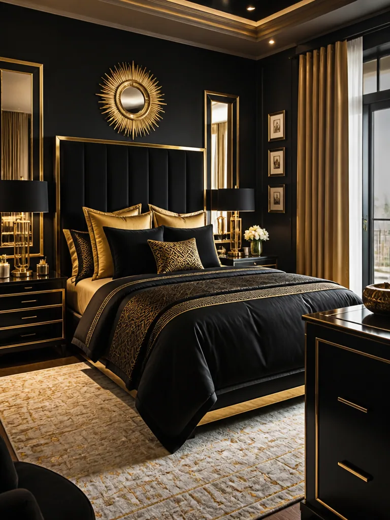 Black and Gold Bedroom design