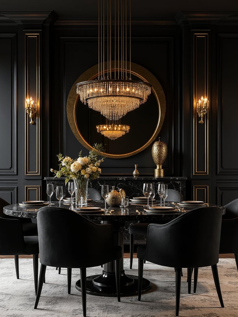 Black And Gold Dining Room - Black and Gold Dining Room interior design inspiration