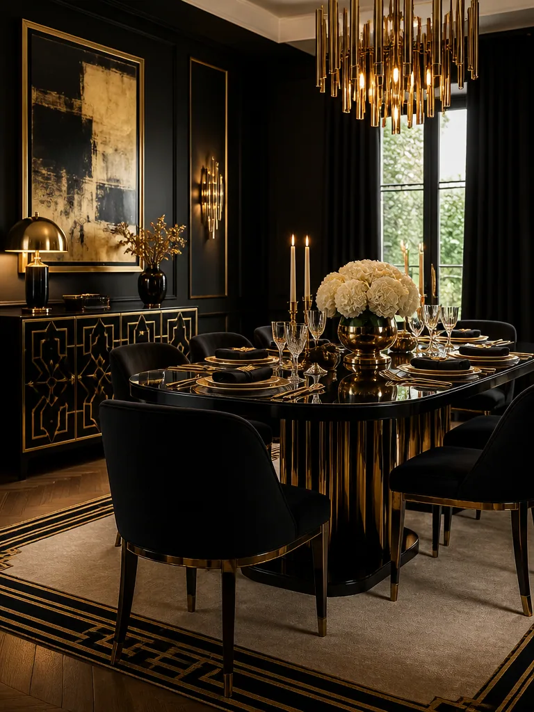 Black and Gold Dining Room design