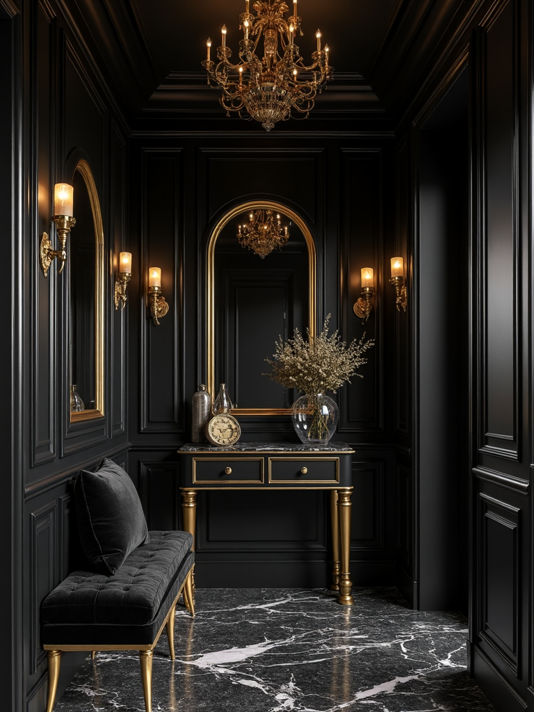 Black And Gold Entryway - Black and Gold Entryway interior design inspiration
