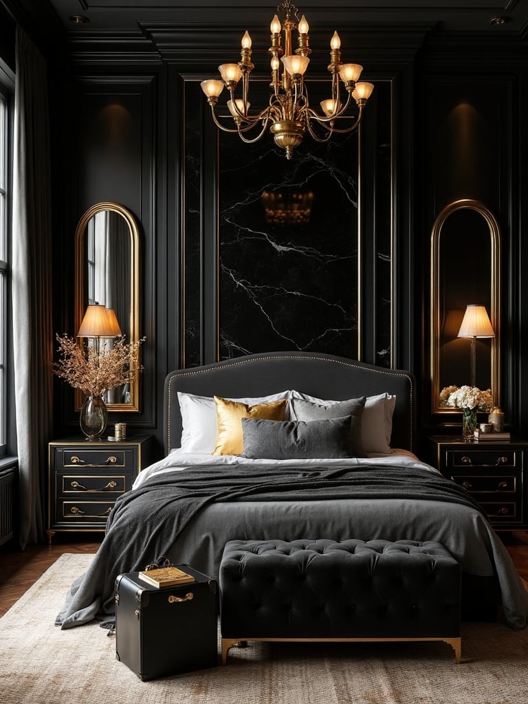 Black And Gold Guest Bedroom - Black and Gold Guest Bedroom interior design inspiration
