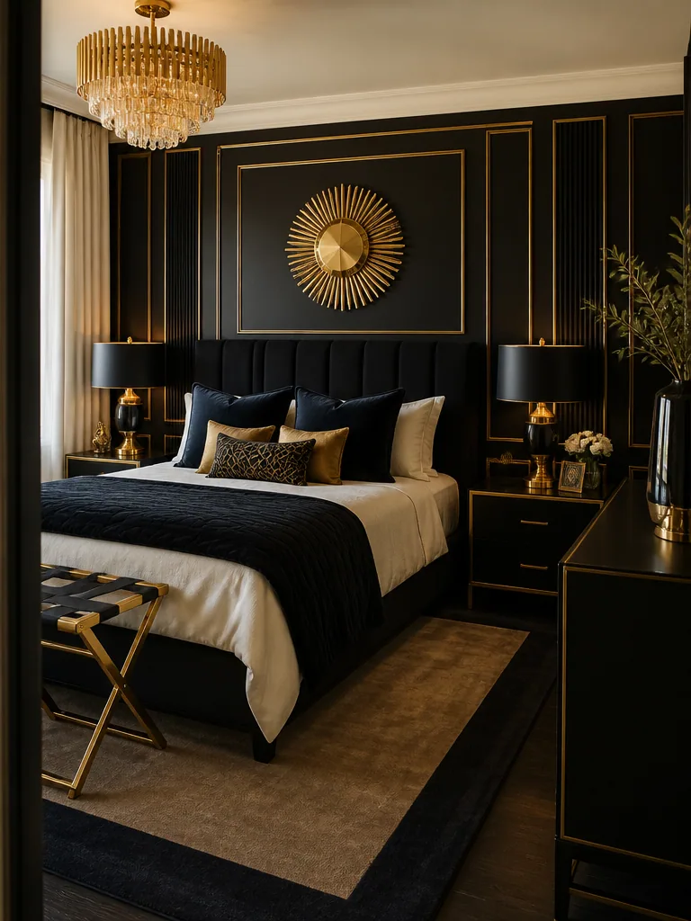 Black and Gold Guest Bedroom design