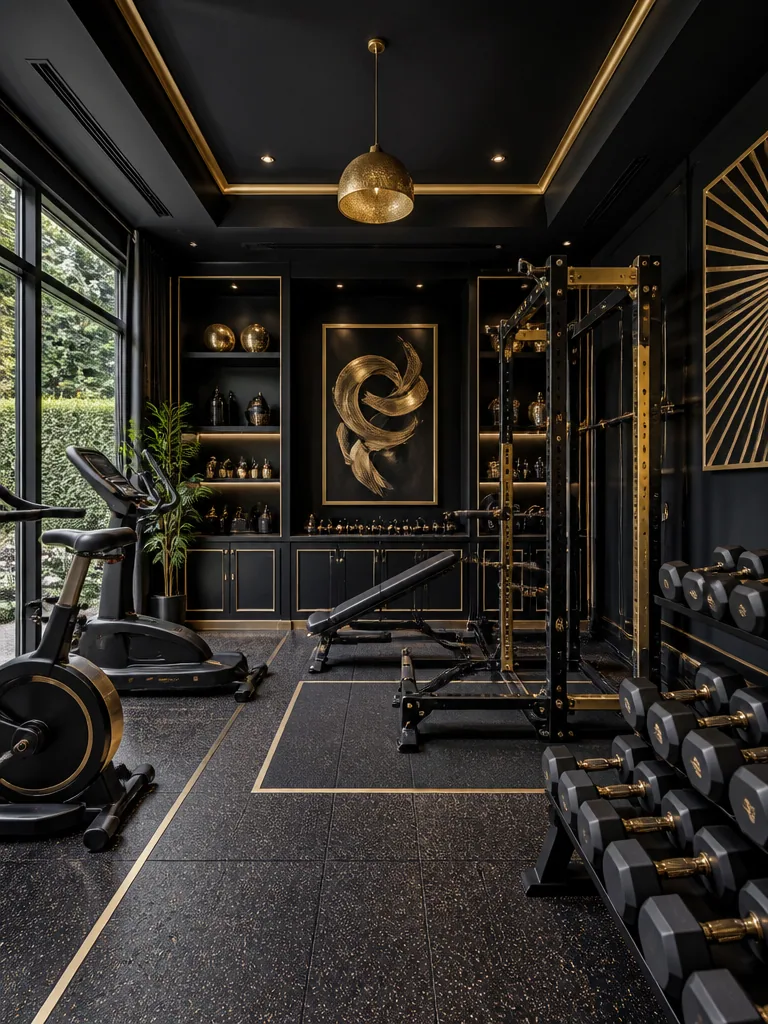 Black and Gold Home Gym design
