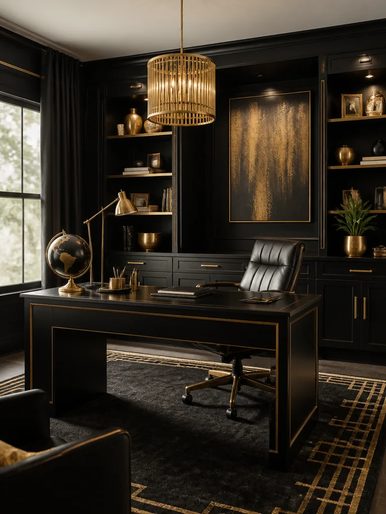 Black and Gold Home Office design