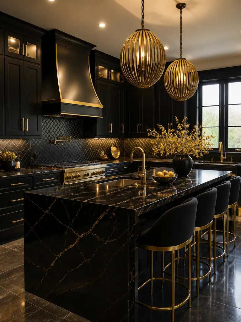 Black and Gold Kitchen design