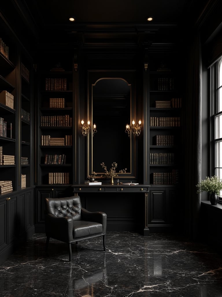 Black And Gold Library - Black and Gold Library interior design inspiration