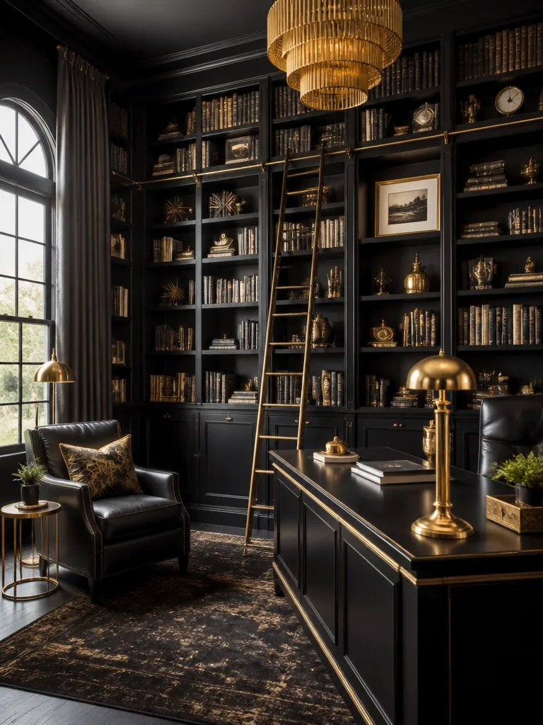 Black and Gold Library design