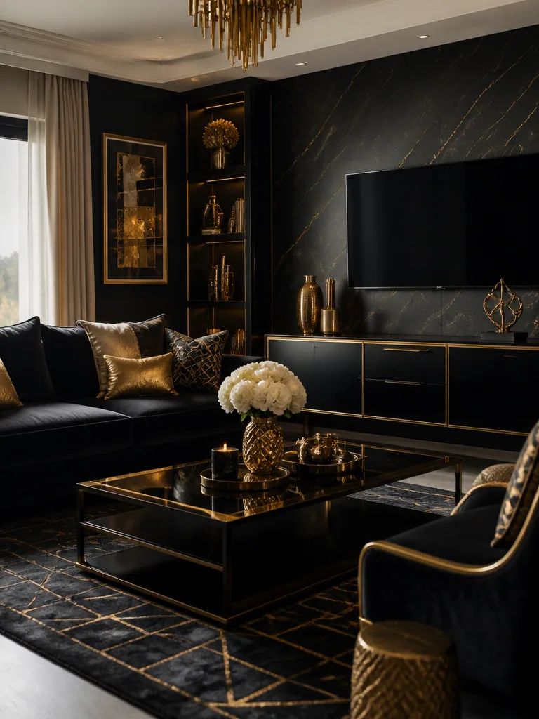 Black and Gold Living Room design