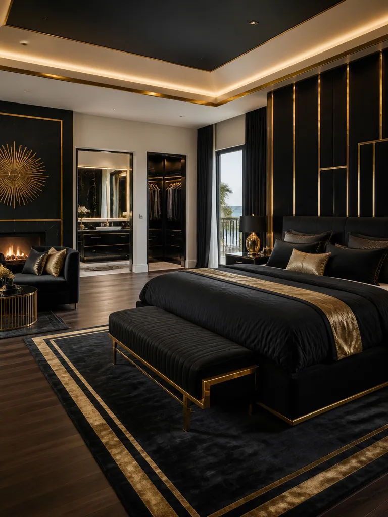 Black and Gold Master Suite design
