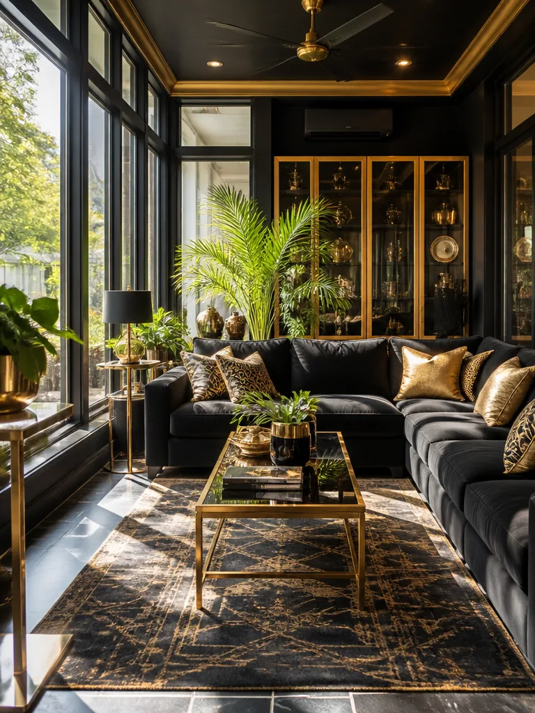 Black and Gold Sunroom design