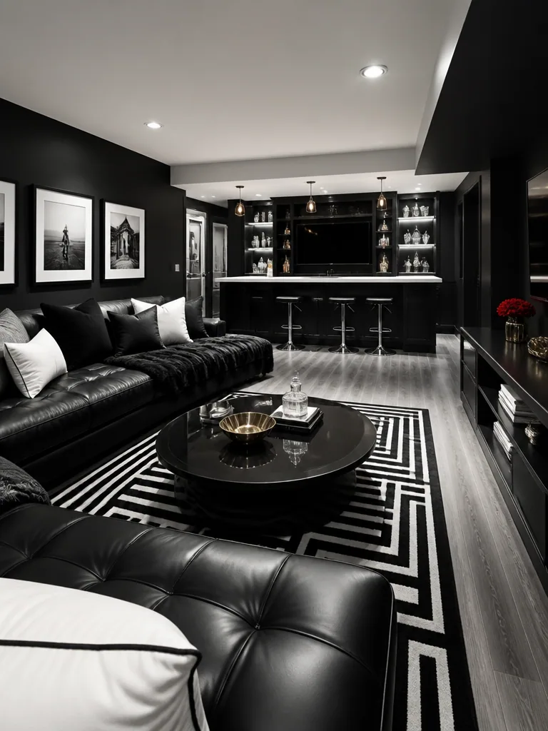 Black and White Basement design