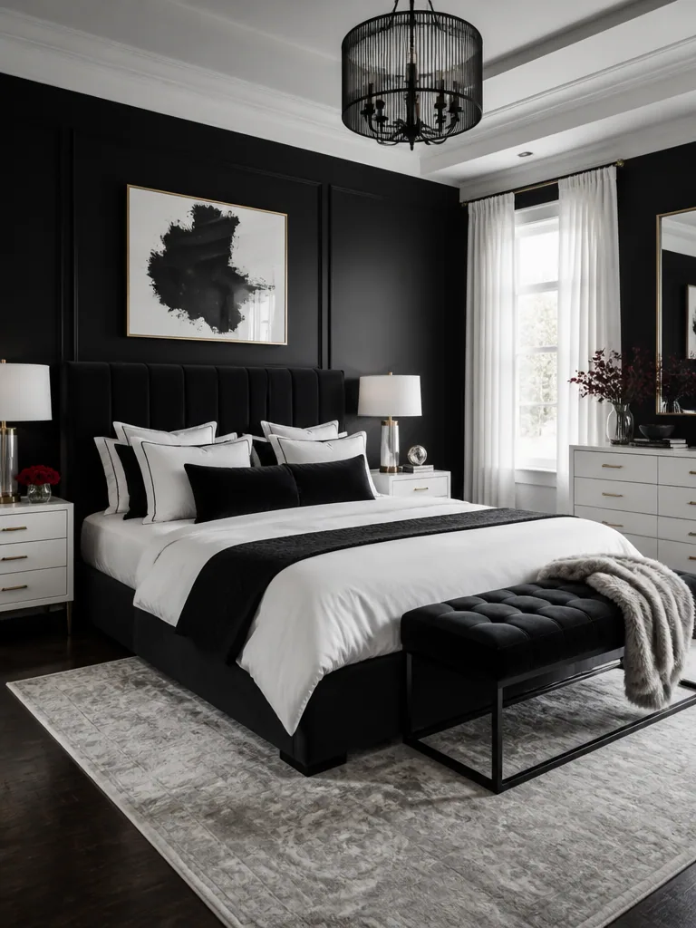 Black and White Bedroom design