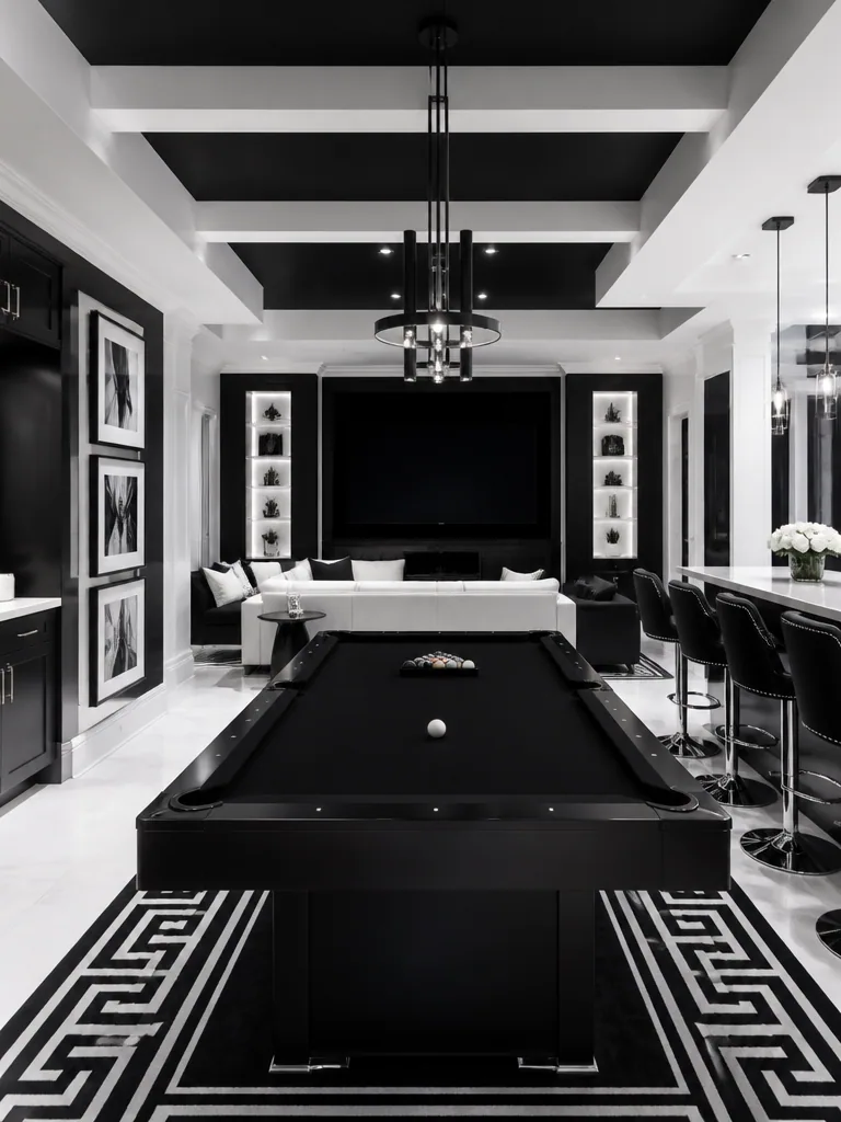 Black and White Game Room design