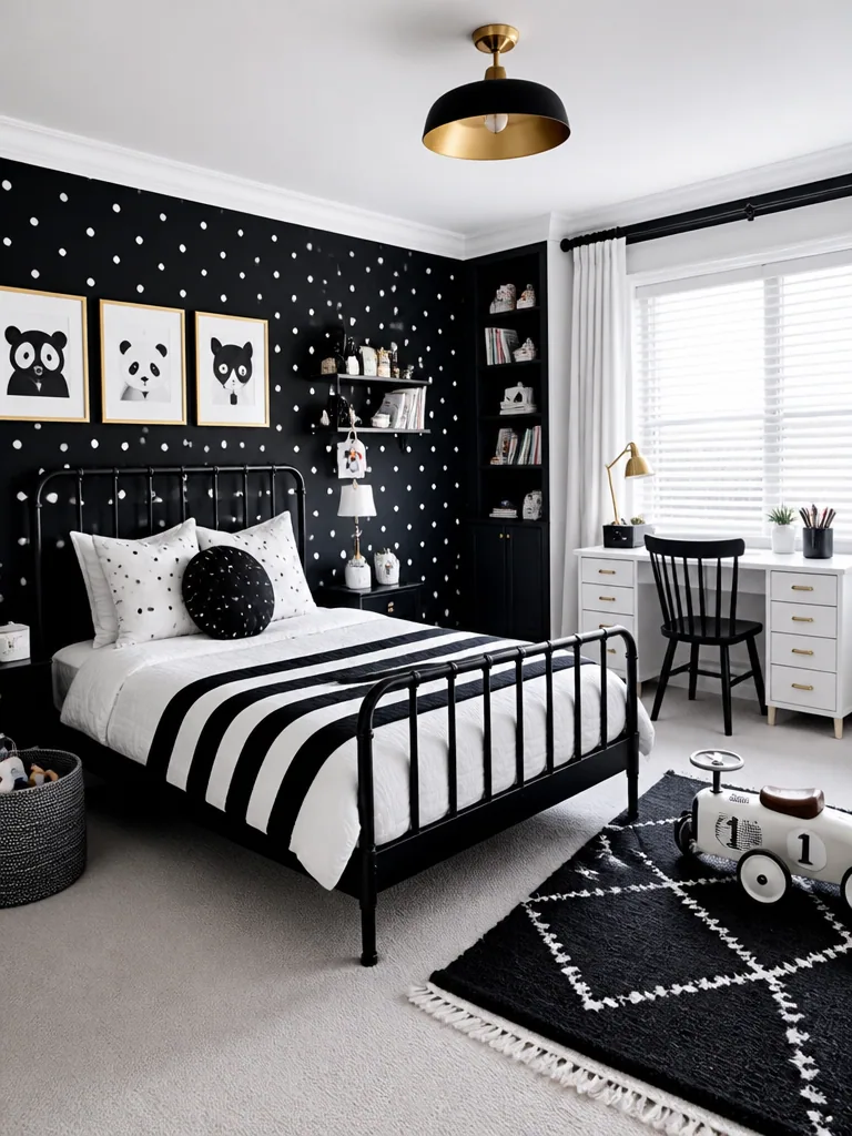 Black and White Kids Room design
