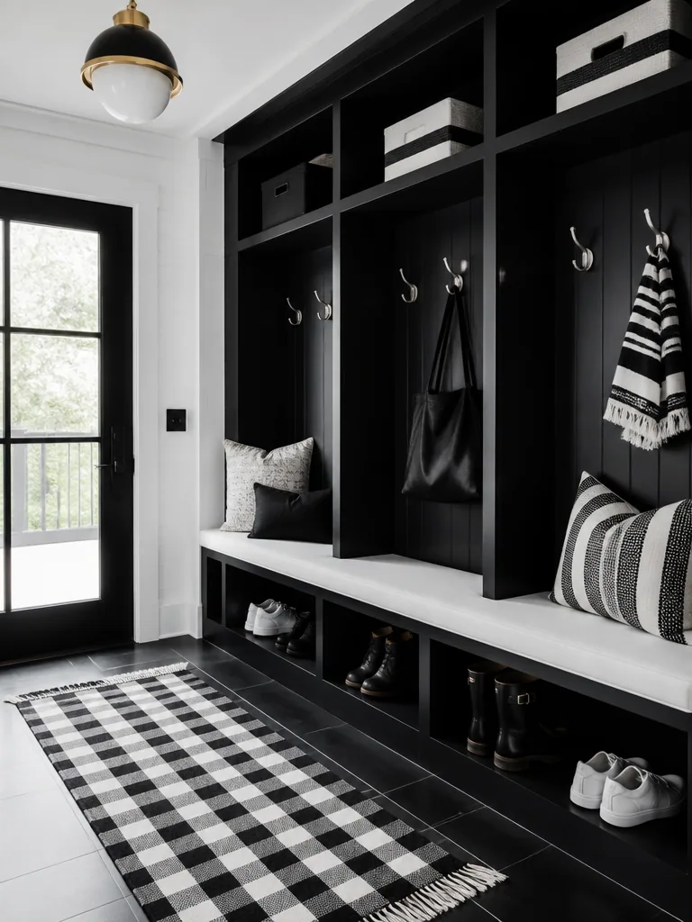Black and White Mudroom design