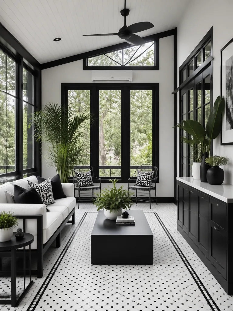 Black and White Sunroom design