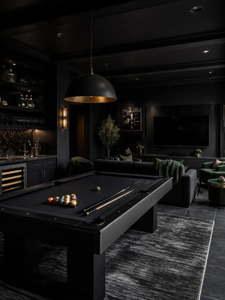 Black Game Room design