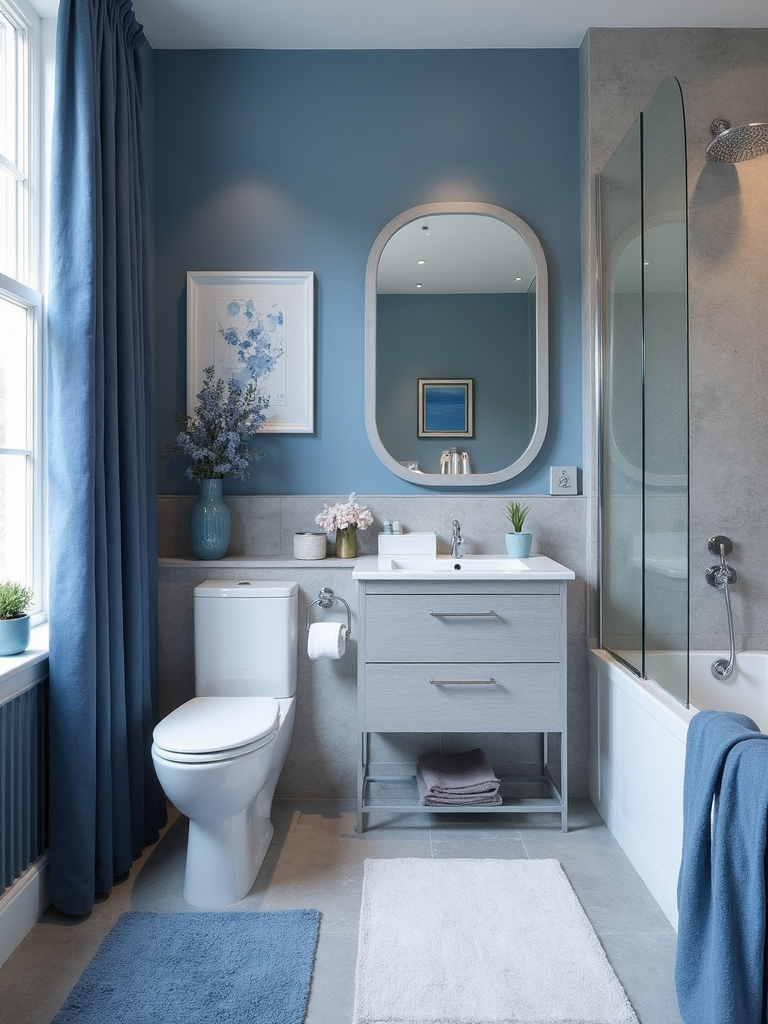 Blue And Grey Bathroom - Blue and Grey Bathroom interior design inspiration