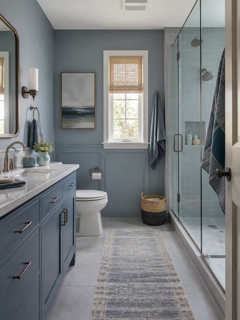 Blue and Grey Bathroom design