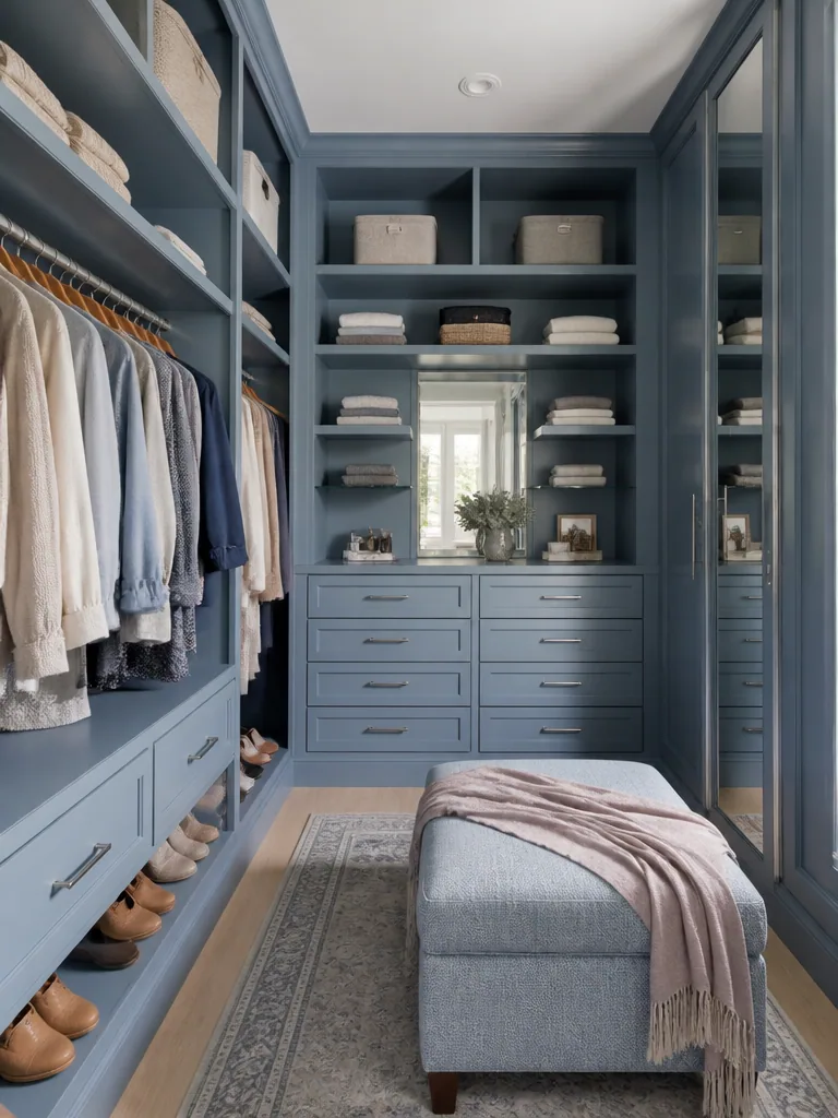 Blue and Grey Closet design