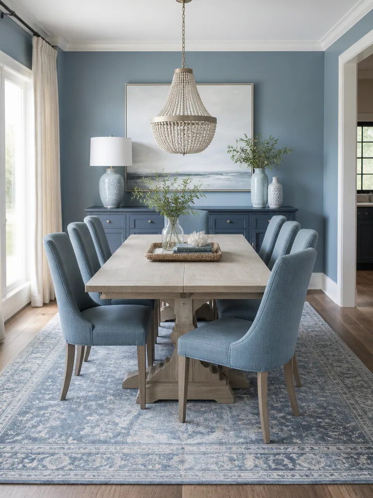 Blue and Grey Dining Room design