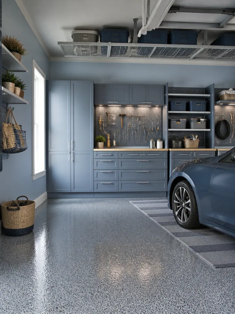 Blue and Grey Garage design