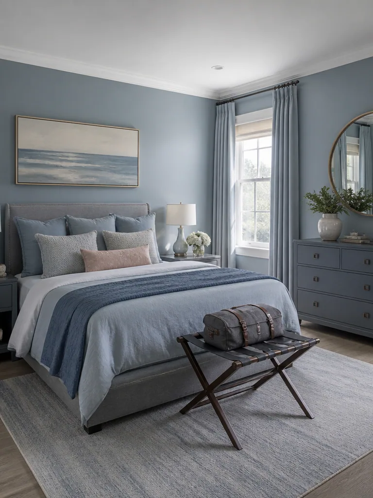 Blue and Grey Guest Bedroom design