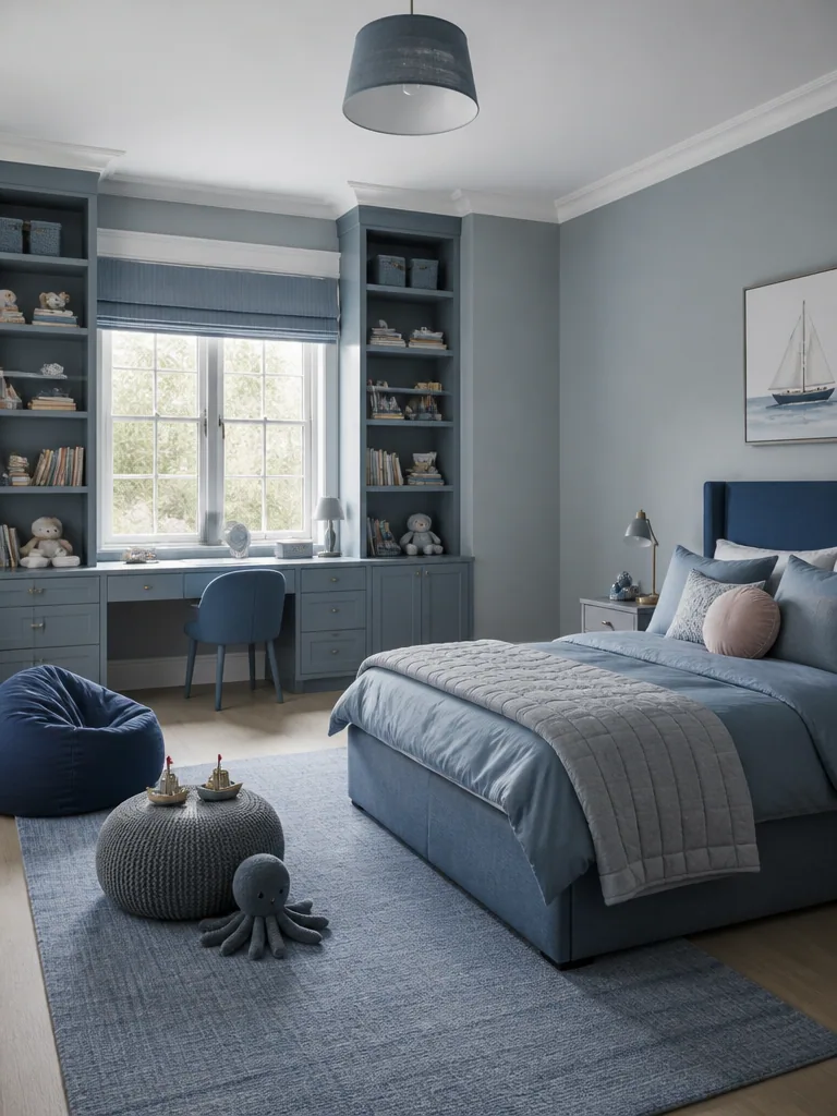 Blue and Grey Kids Room design