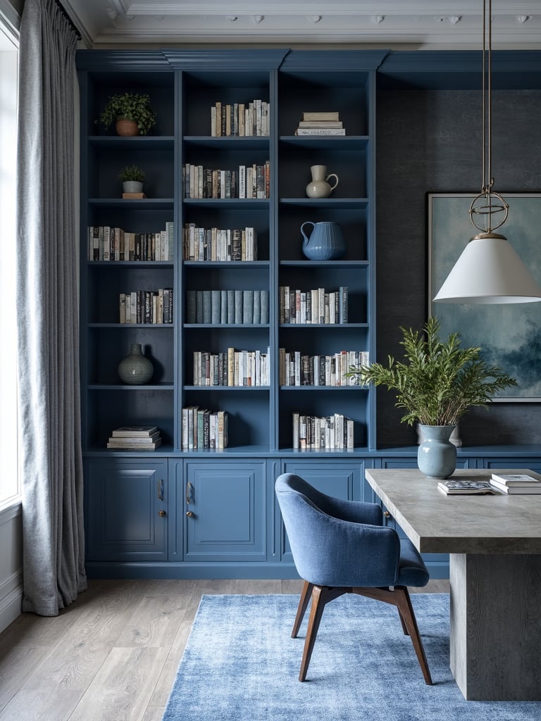 Blue And Grey Library - Blue and Grey Library interior design inspiration