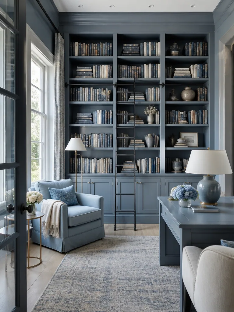 Blue and Grey Library design