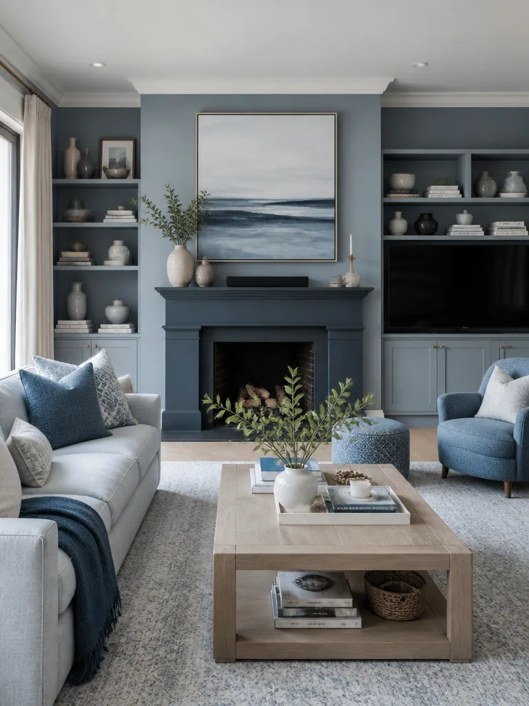 Blue and Grey Living Room design