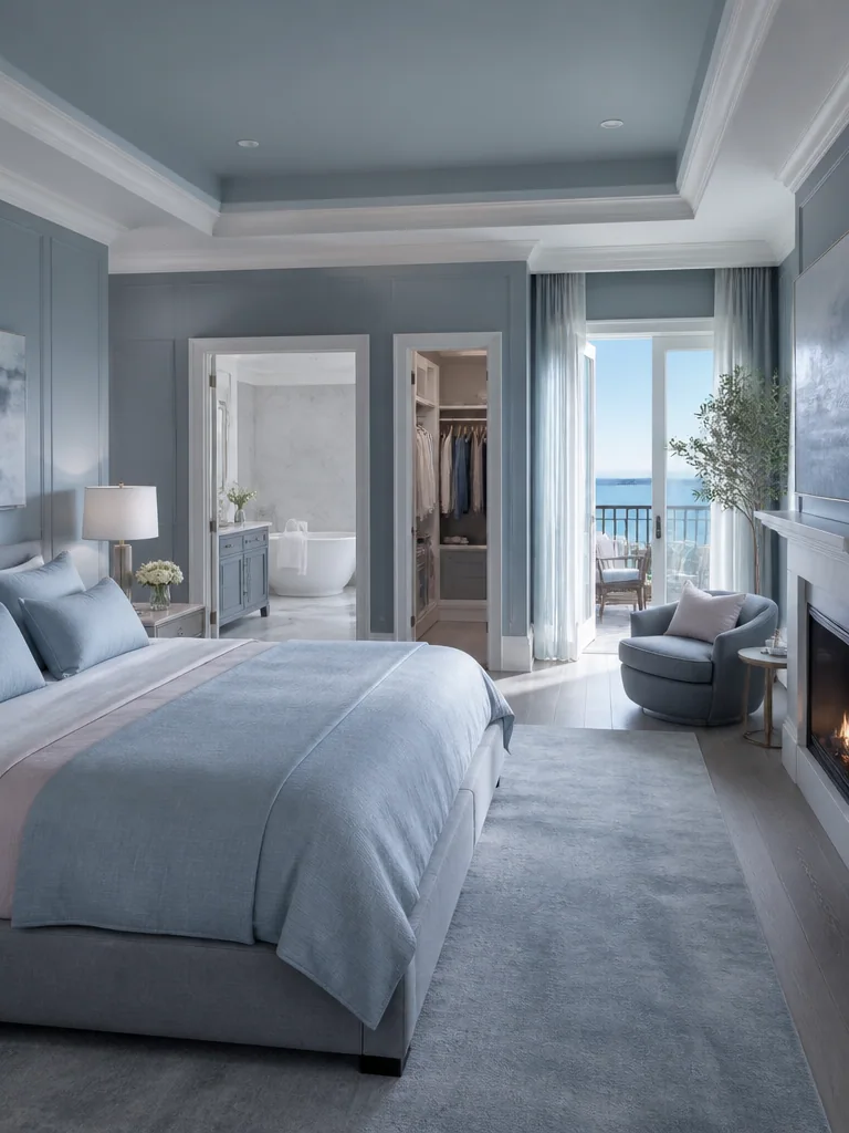 Blue and Grey Master Suite design
