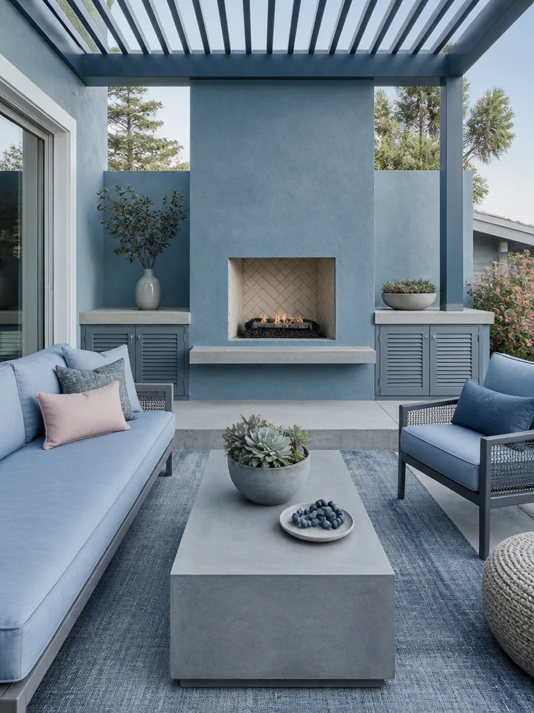 Blue and Grey Outdoor Patio design