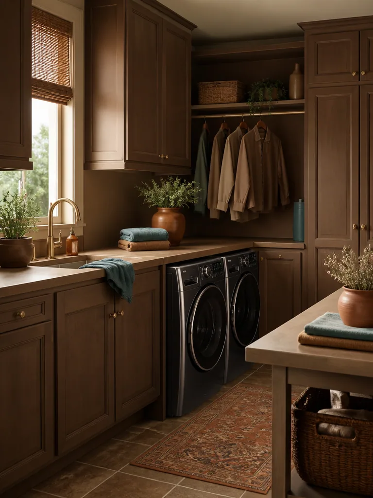 Brown Laundry Room design