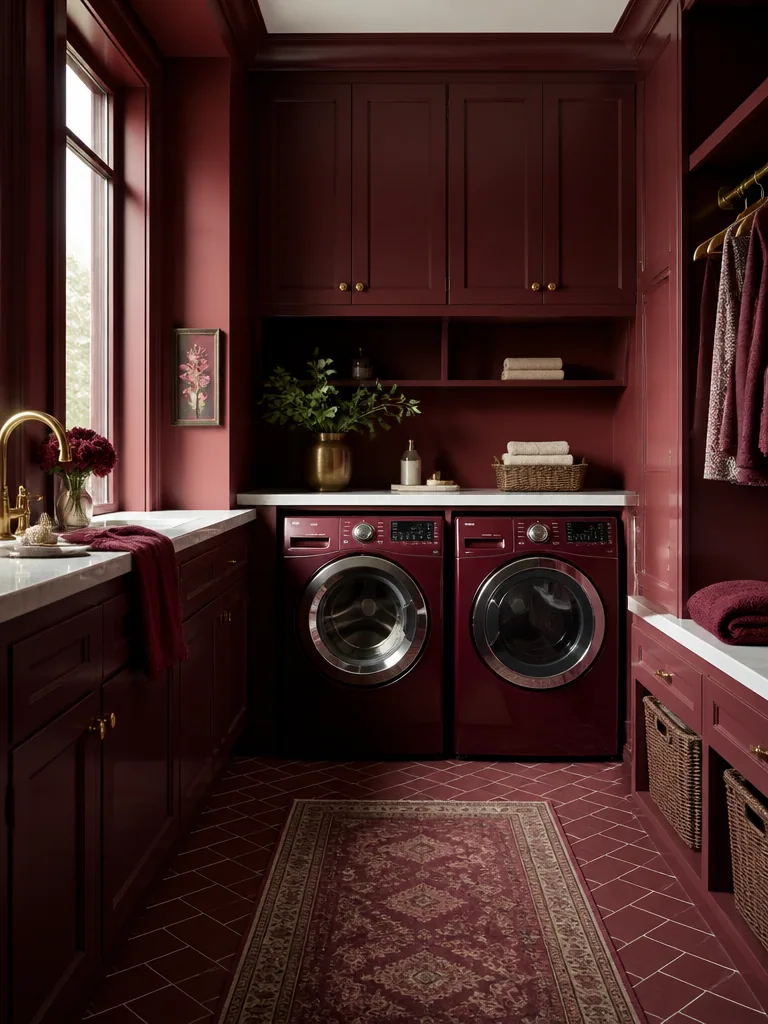 Burgundy Laundry Room design