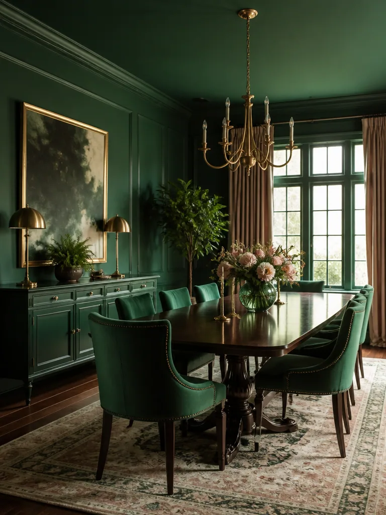 Dark Green Dining Room design
