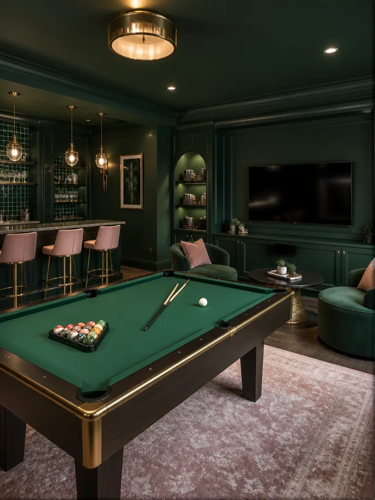 Dark Green Game Room design