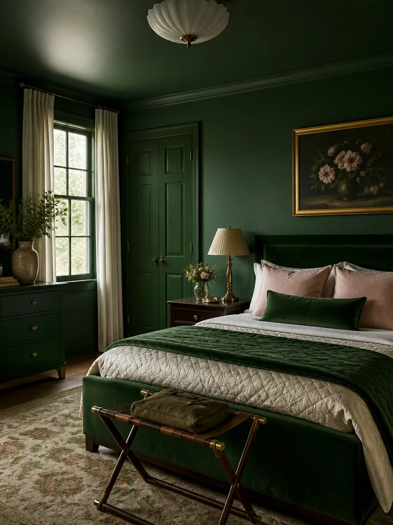 Dark Green Guest Bedroom design