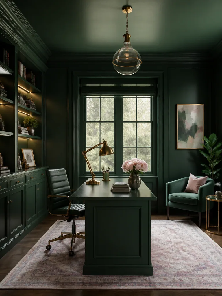 Dark Green Home Office design
