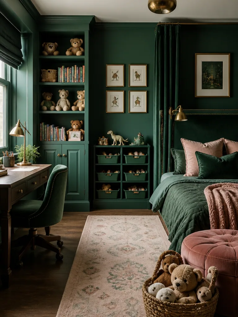 Dark Green Kids Room design