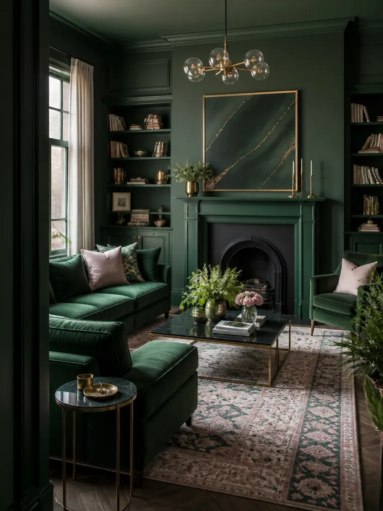 Dark Green Living Room design